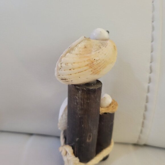 Handcrafted Seashell Pelican Seagull Family Figurine Pier Unique Nautical Decor - Picture 6 of 16